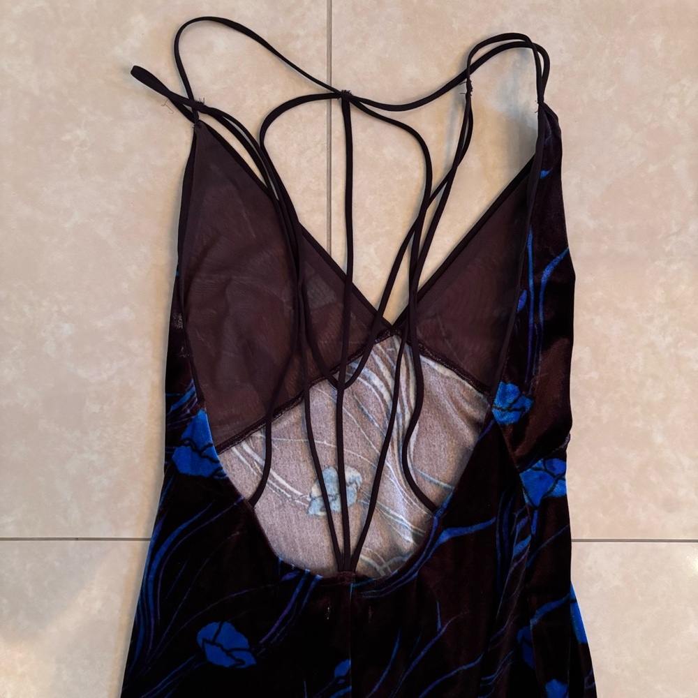 Women's Black & Blue Strappy Slip Dress